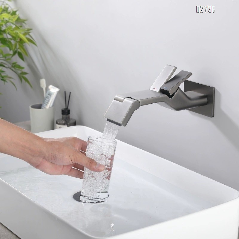 Wall-mounted concealed faucet wash basin with full Brass  surface basin concealed wall-mounted pre-embedded countertop basin faucet