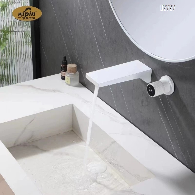 wall-mounted white all-Brass cold and hot basin faucet embedded concealed wall outlet basin faucet