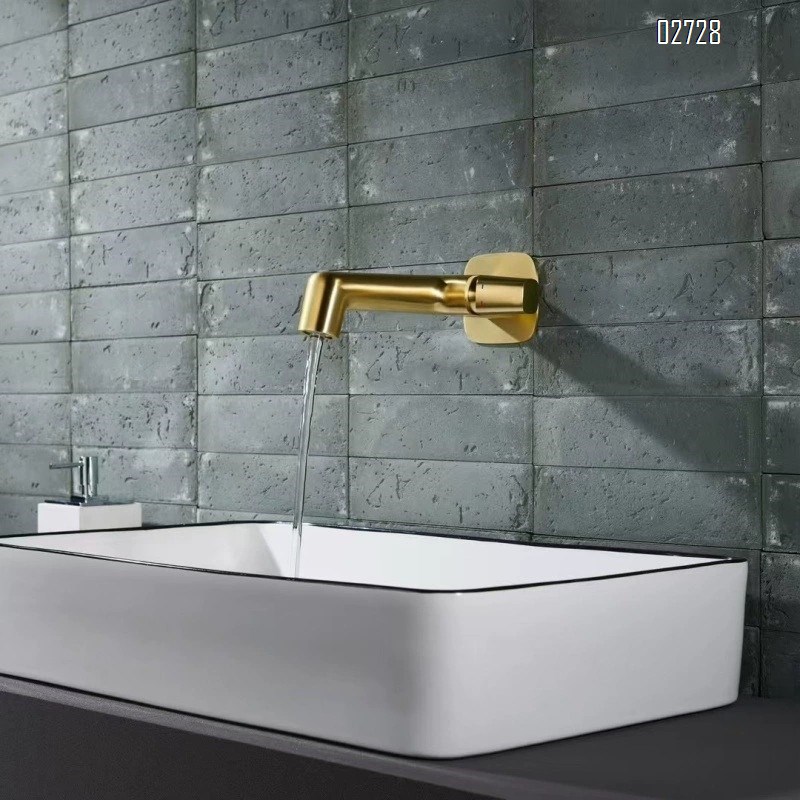 All-Brass one-piece concealed faucet black in-wall double outlet wall-mounted basin wash basin faucet