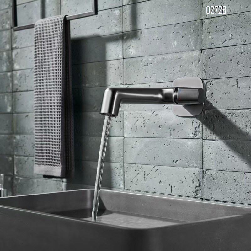 All-Brass one-piece concealed faucet black in-wall double outlet wall-mounted basin wash basin faucet