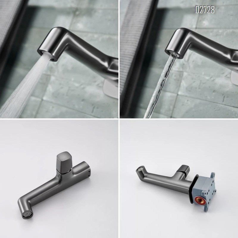 All-Brass one-piece concealed faucet black in-wall double outlet wall-mounted basin wash basin faucet