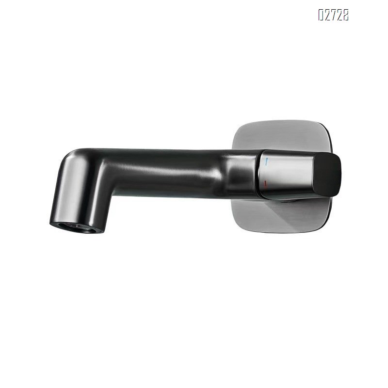 All-Brass one-piece concealed faucet black in-wall double outlet wall-mounted basin wash basin faucet