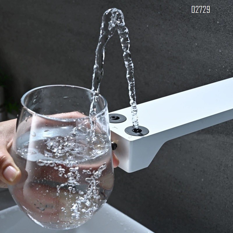 Cream-colored concealed wall-mounted digital faucet with built-in display hidden surface-mounted sink faucet