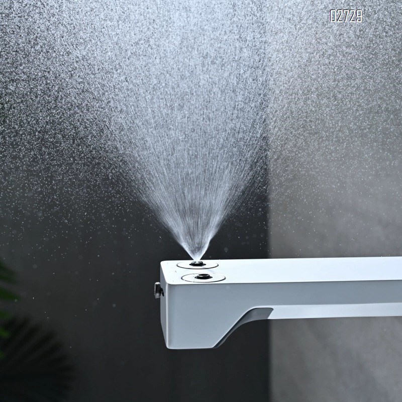 Cream-colored concealed wall-mounted digital faucet with built-in display hidden surface-mounted sink faucet