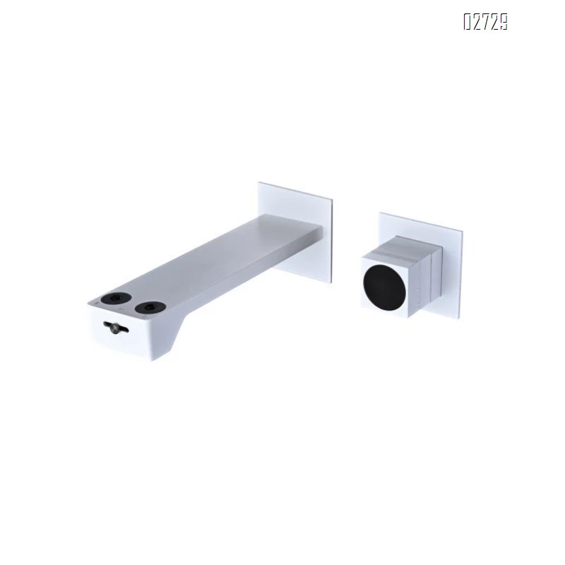 Cream-colored concealed wall-mounted digital faucet with built-in display hidden surface-mounted sink faucet