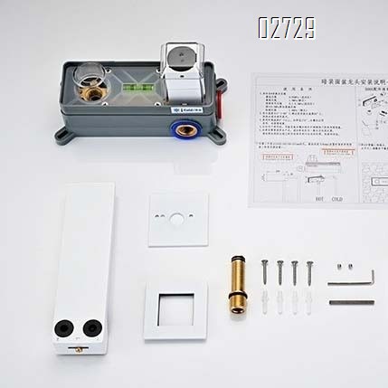 Cream-colored concealed wall-mounted digital faucet with built-in display hidden surface-mounted sink faucet