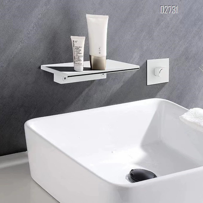 All Brass Chrome Modern Bathroom Gunmetal gray embedded washbasin waterfall  cold and hot watere wall-mounted basin faucet