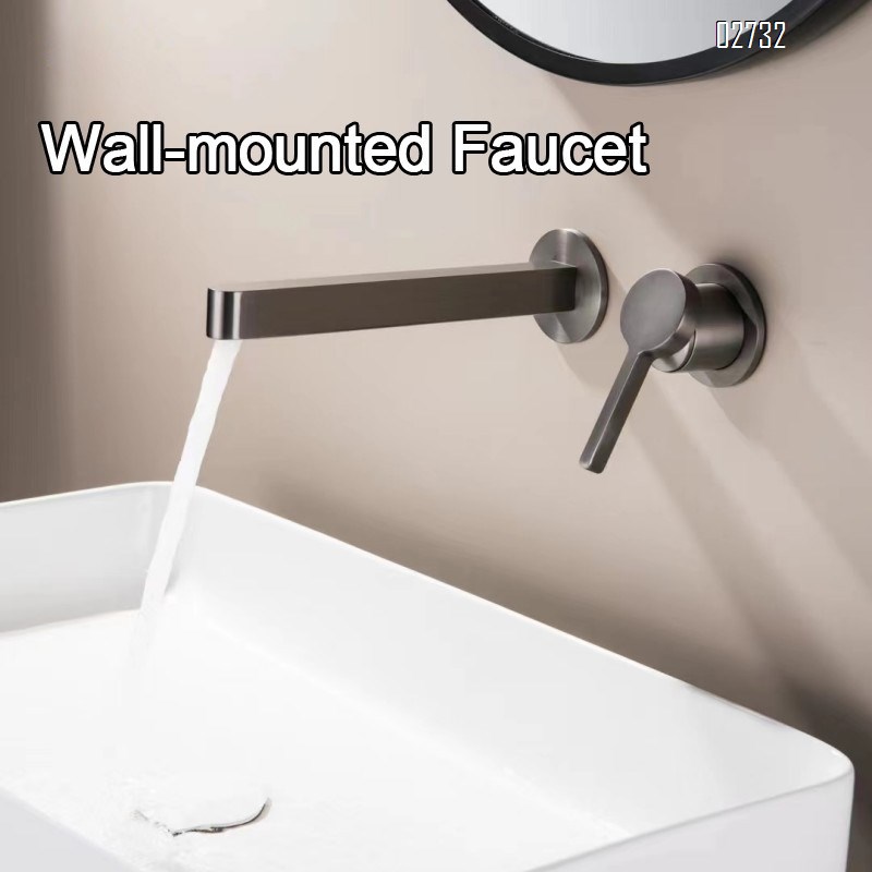 all Brass concealed embedded wall-mounted basin faucet cold and hot water pre-buried gun gray wash basin counter faucet