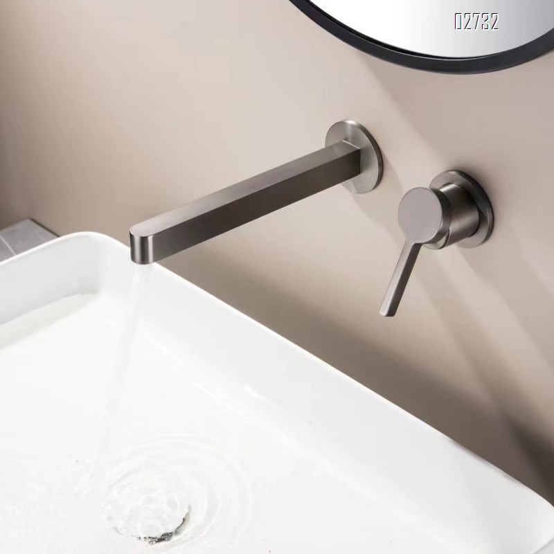 all Brass concealed embedded wall-mounted basin faucet cold and hot water pre-buried gun gray wash basin counter faucet