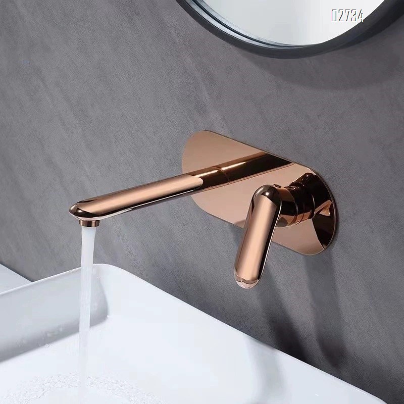 New product fine brass silver color concealed surface basin faucet double-connection cold and hot water wall-mounted wash basin faucet