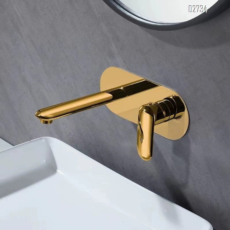 New product fine brass silver color concealed surface basin faucet double-connection cold and hot water wall-mounted wash basin faucet