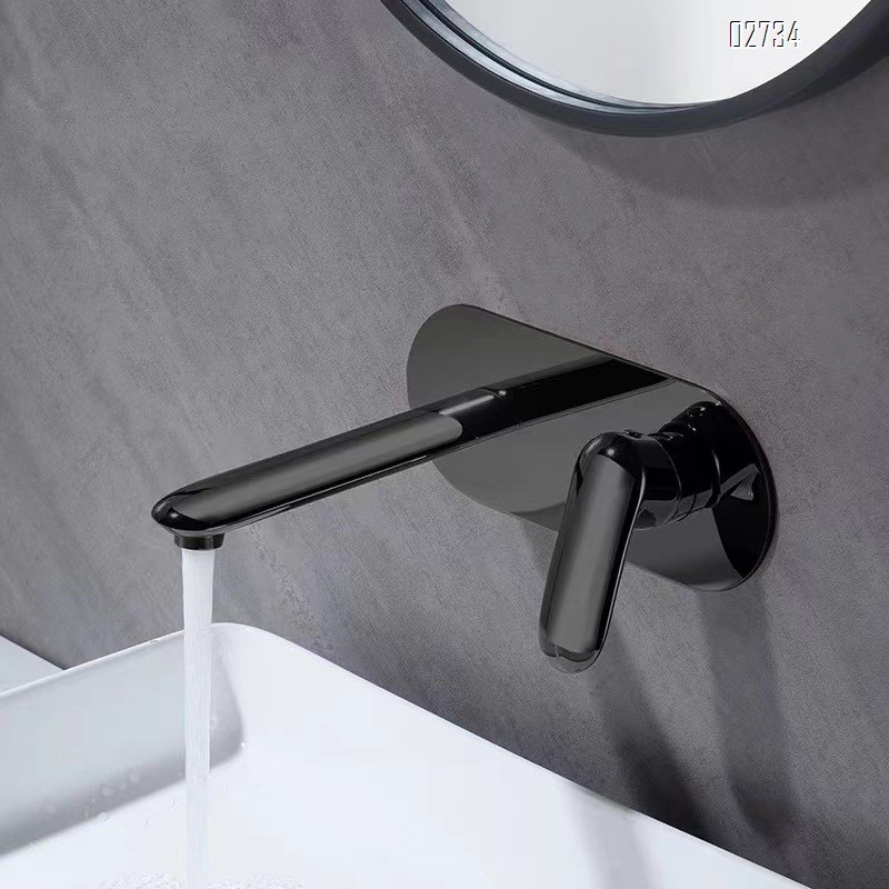 New product fine brass silver color concealed surface basin faucet double-connection cold and hot water wall-mounted wash basin faucet
