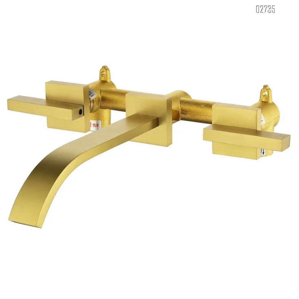 Full Brass recessed wash basin with black faucet separate three-way basin with concealed faucet