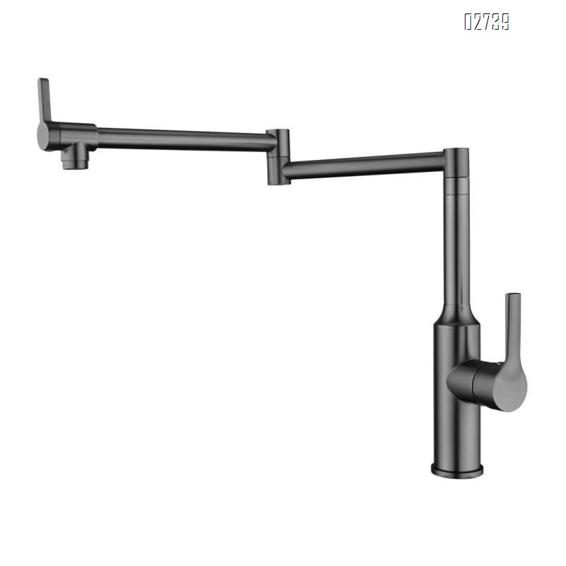 Double-switch all-Brass kitchen faucet with cold and hot water extendable and rotatable sink faucet for washing vegetables