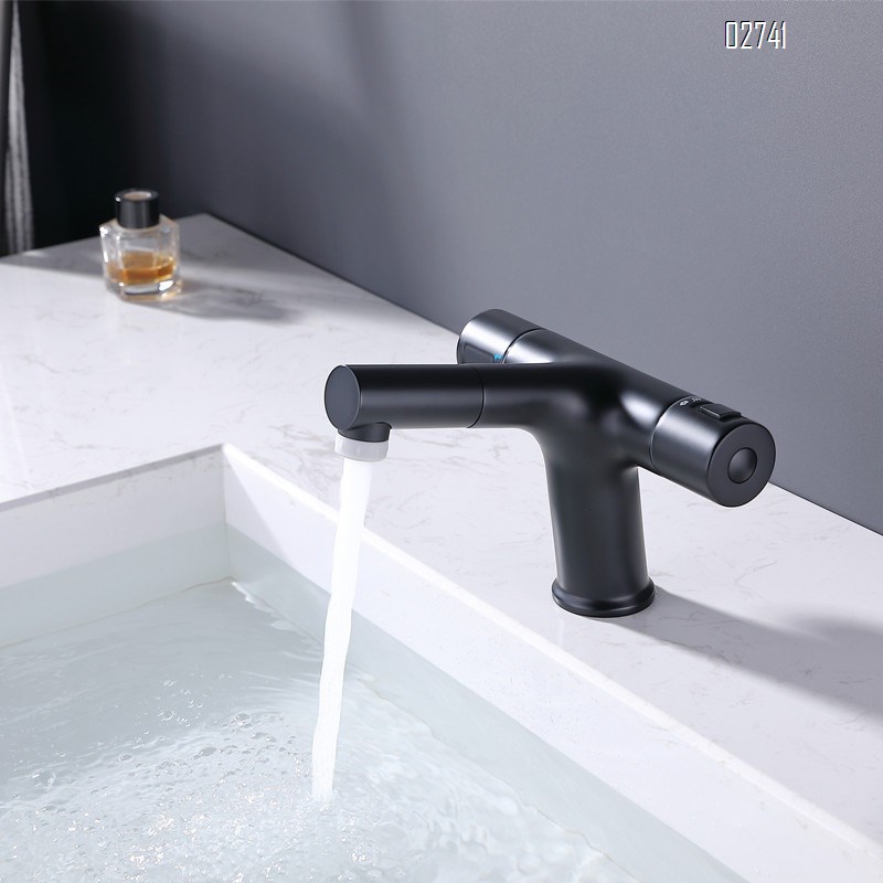 Full Brass temperature memory pull-out faucet for bathroom wash basin wash hand pool wash basin extendable faucet