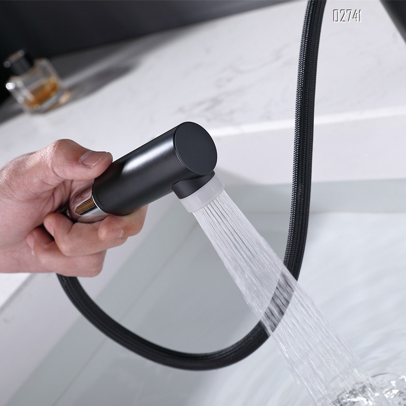 Full Brass temperature memory pull-out faucet for bathroom wash basin wash hand pool wash basin extendable faucet