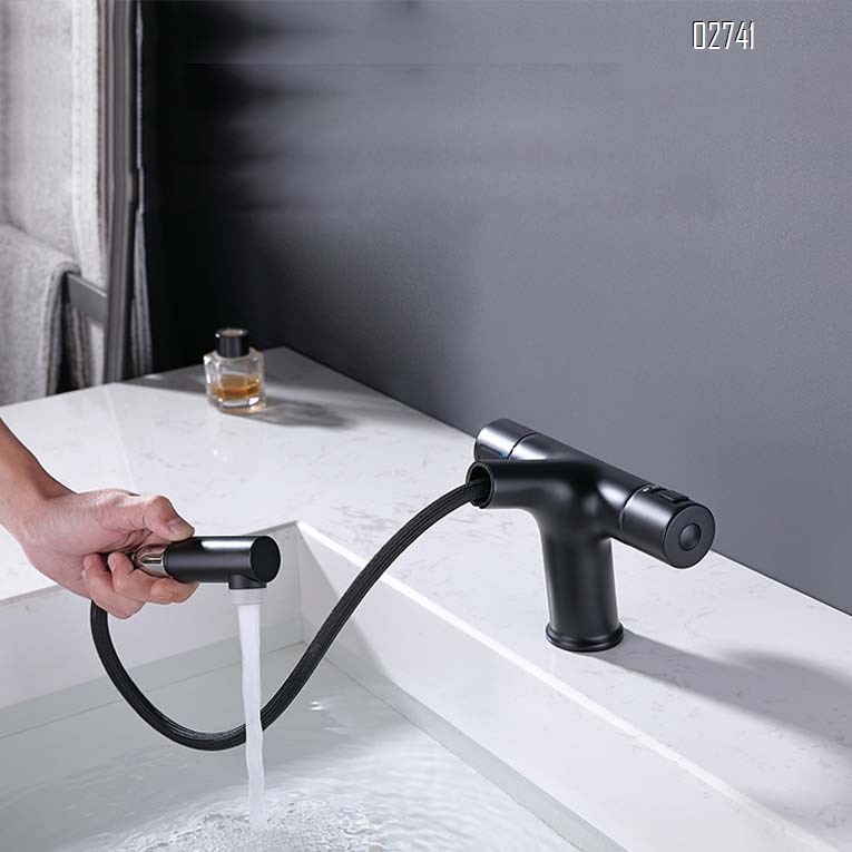 Full Brass temperature memory pull-out faucet for bathroom wash basin wash hand pool wash basin extendable faucet