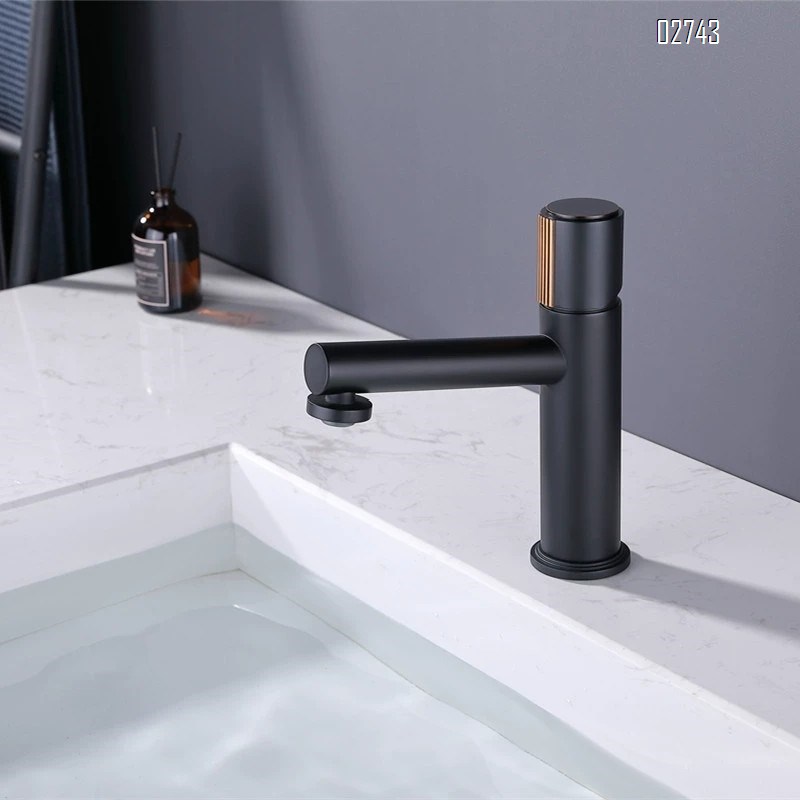 European style bathroom all copper single hole black surface basin faucet cold and hot water wash basin washstand basin faucet