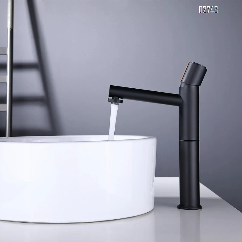European style bathroom all copper single hole black surface basin faucet cold and hot water wash basin washstand basin faucet