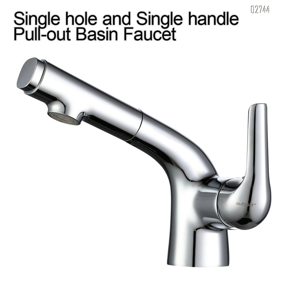 White pull-out faucet for washbasin all Brass home bathroom faucet pull-out wash basin faucet