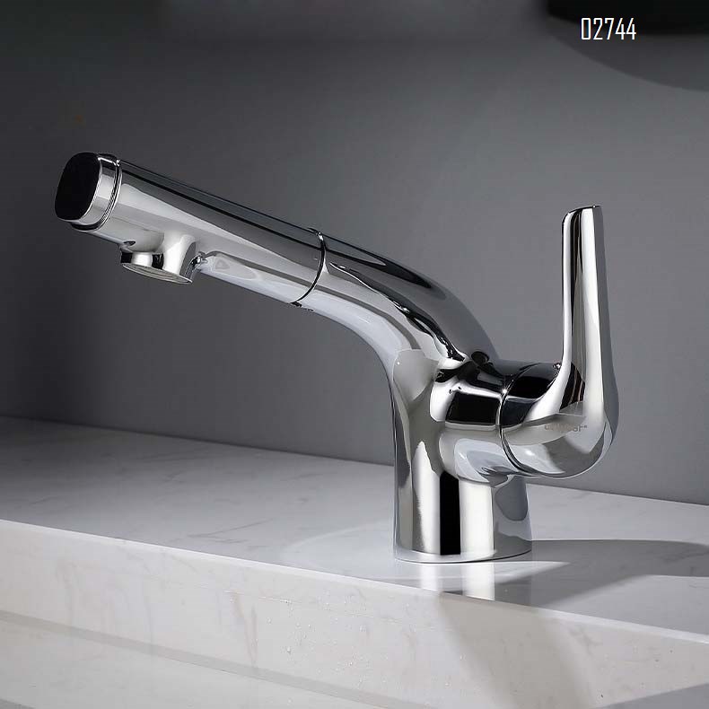 White pull-out faucet for washbasin all Brass home bathroom faucet pull-out wash basin faucet