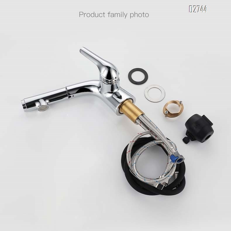 White pull-out faucet for washbasin all Brass home bathroom faucet pull-out wash basin faucet