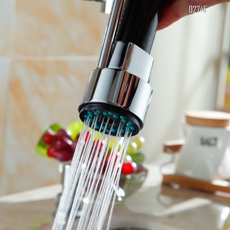 Modern style all Brass chrome-plated single head spring faucet spring pull-out faucet sink faucet kitchen faucet