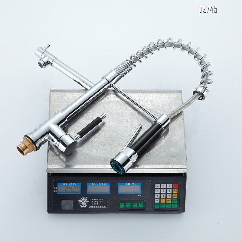 Modern style all Brass chrome-plated single head spring faucet spring pull-out faucet sink faucet kitchen faucet
