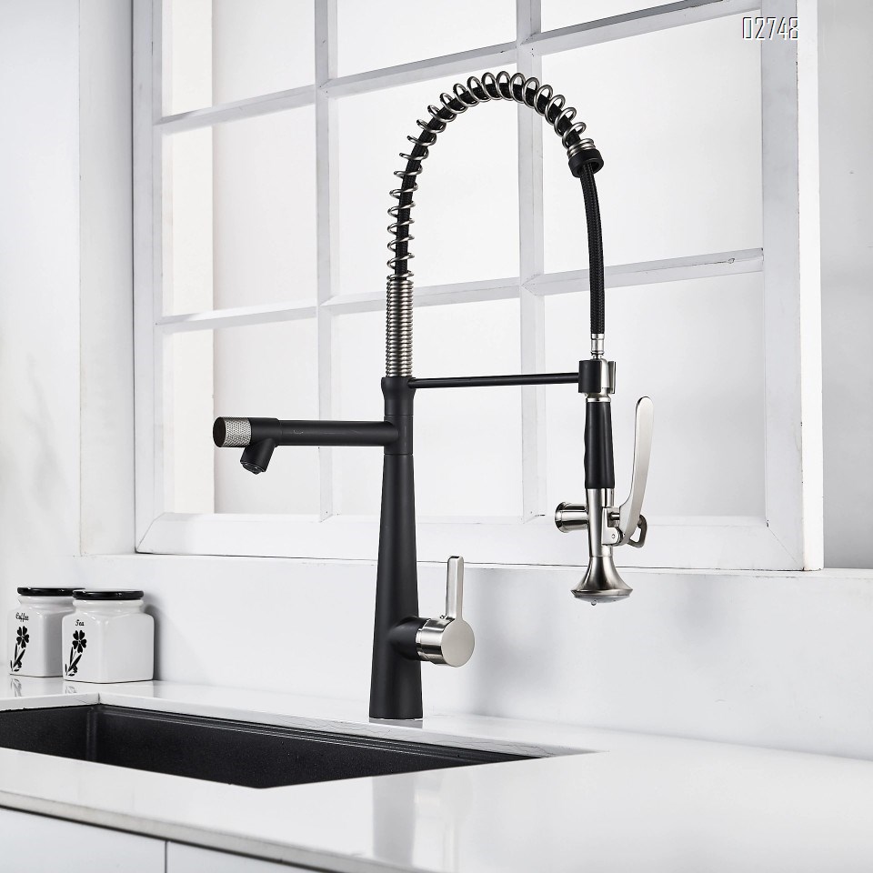 pull-down Cold and hot water faucet all Brass spring double pipe faucet sink wash basin faucet