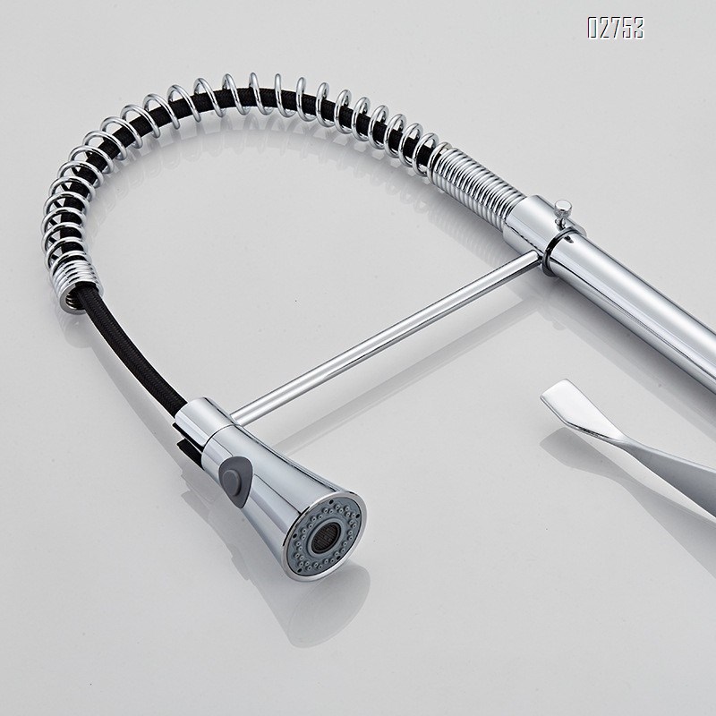 all brass Pull-down splash-proof hot and cold water faucet rotatable kitchen sink multi-functional spring  faucet