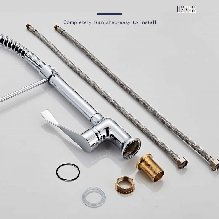 all brass Pull-down splash-proof hot and cold water faucet rotatable kitchen sink multi-functional spring  faucet