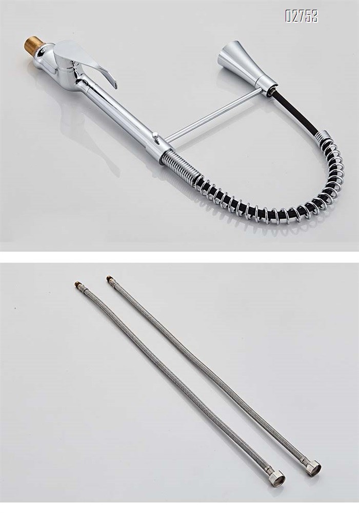 all brass Pull-down splash-proof hot and cold water faucet rotatable kitchen sink multi-functional spring  faucet