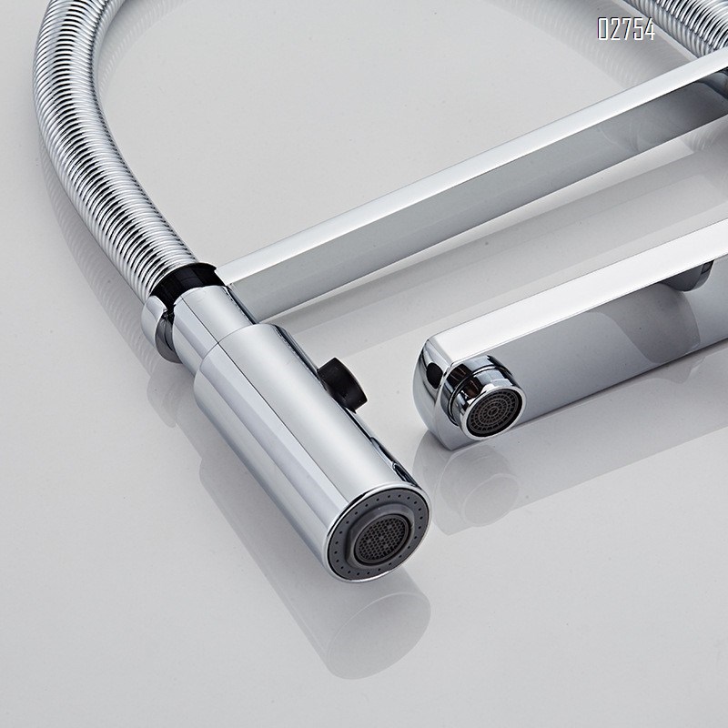 Brass kitchen faucet with chrome plating cold and hot water spring pull-down water tap water purifier multifunction water tap