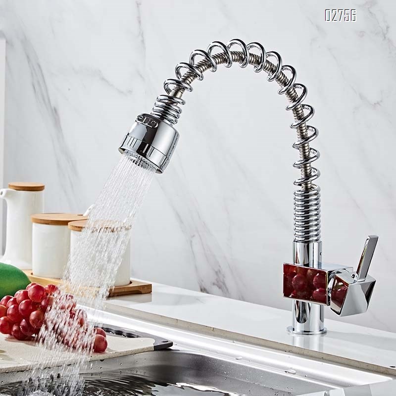 Cold and hot all Brass wash basin vegetable basin sink faucet spring  Multi-function pull-down kitchen faucet