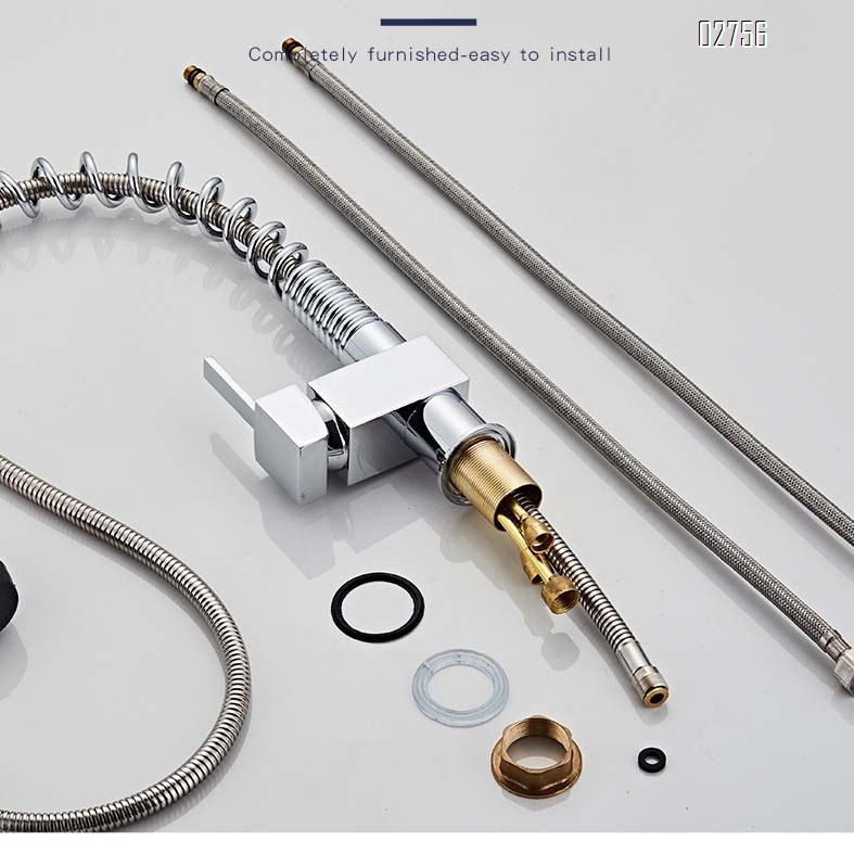 Cold and hot all Brass wash basin vegetable basin sink faucet spring  Multi-function pull-down kitchen faucet