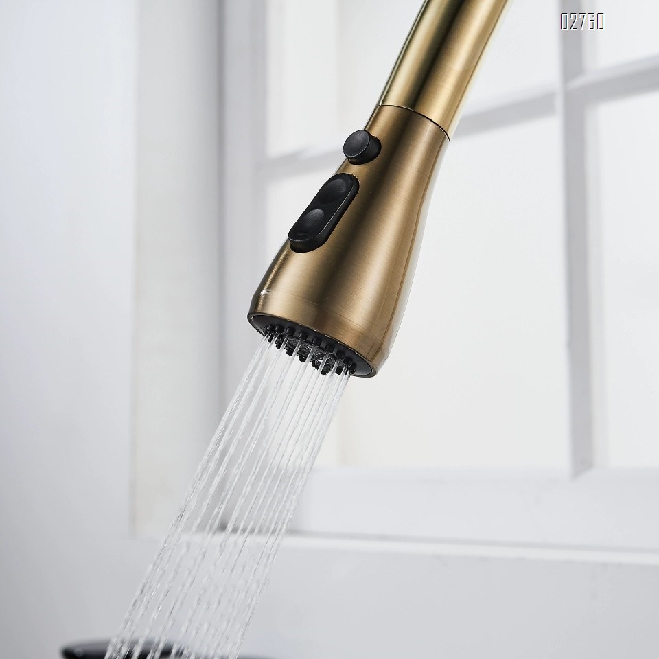 Full Brass golden pull-down kitchen faucet for cold and hot water wash basin sink for washing dishes wash basin faucet
