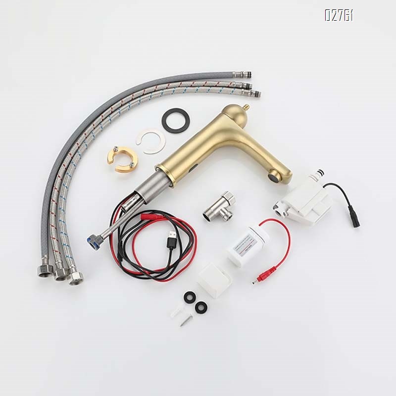 Stainless Steel Antique golden bathroom wash basin with digital infrared induction under-counter hot and cold mixing sensor faucet