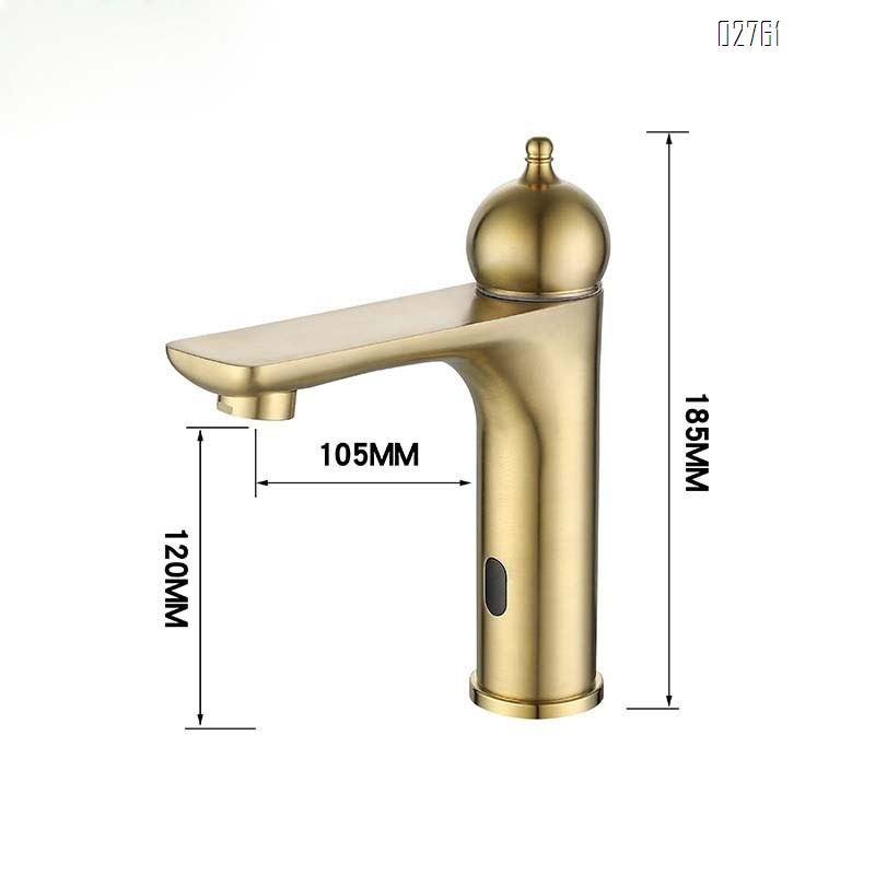Stainless Steel Antique golden bathroom wash basin with digital infrared induction under-counter hot and cold mixing sensor faucet