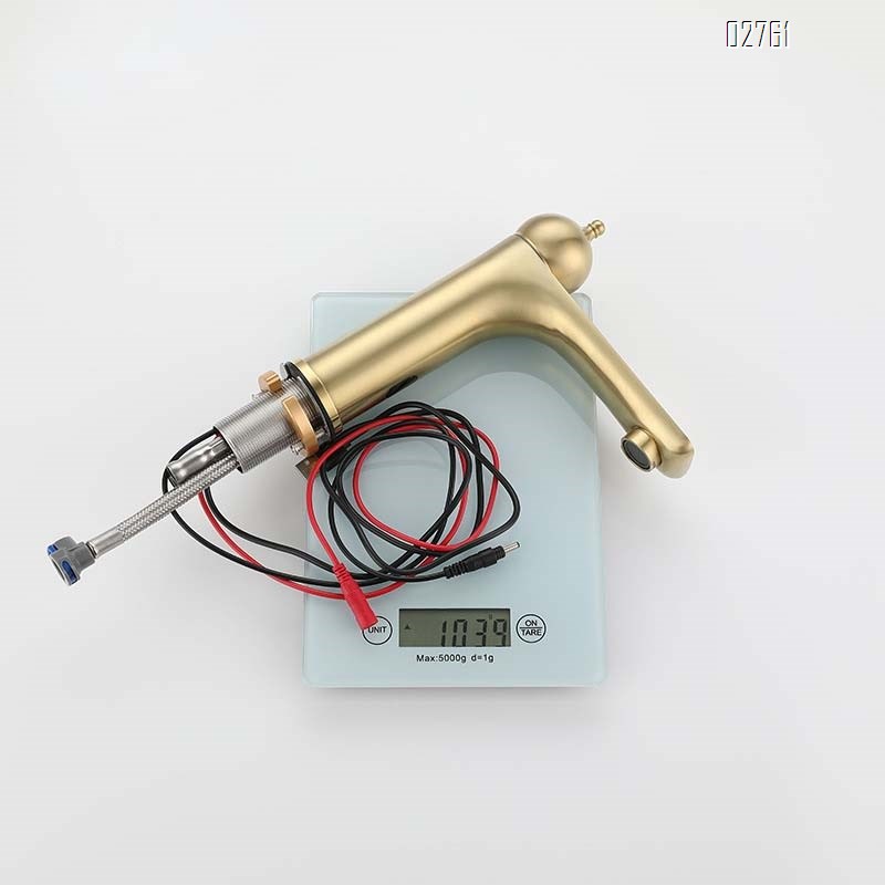 Stainless Steel Antique golden bathroom wash basin with digital infrared induction under-counter hot and cold mixing sensor faucet