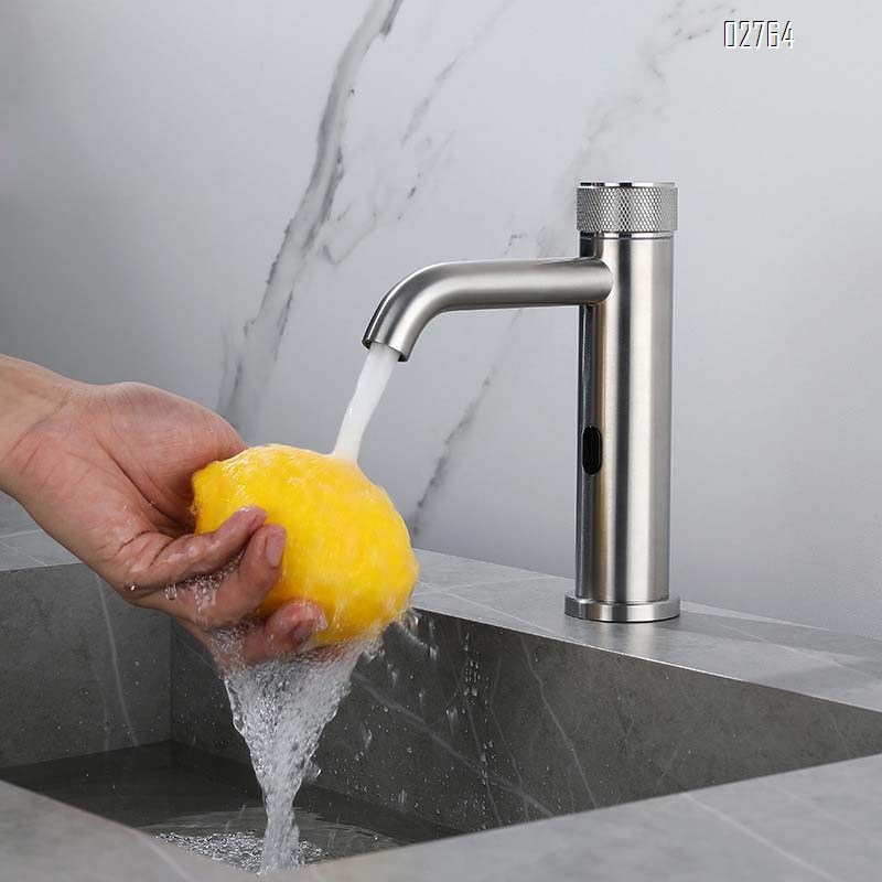 Stainless steel double control cold and hot induction infrared bathroom single hole wash induction sensor basin faucet