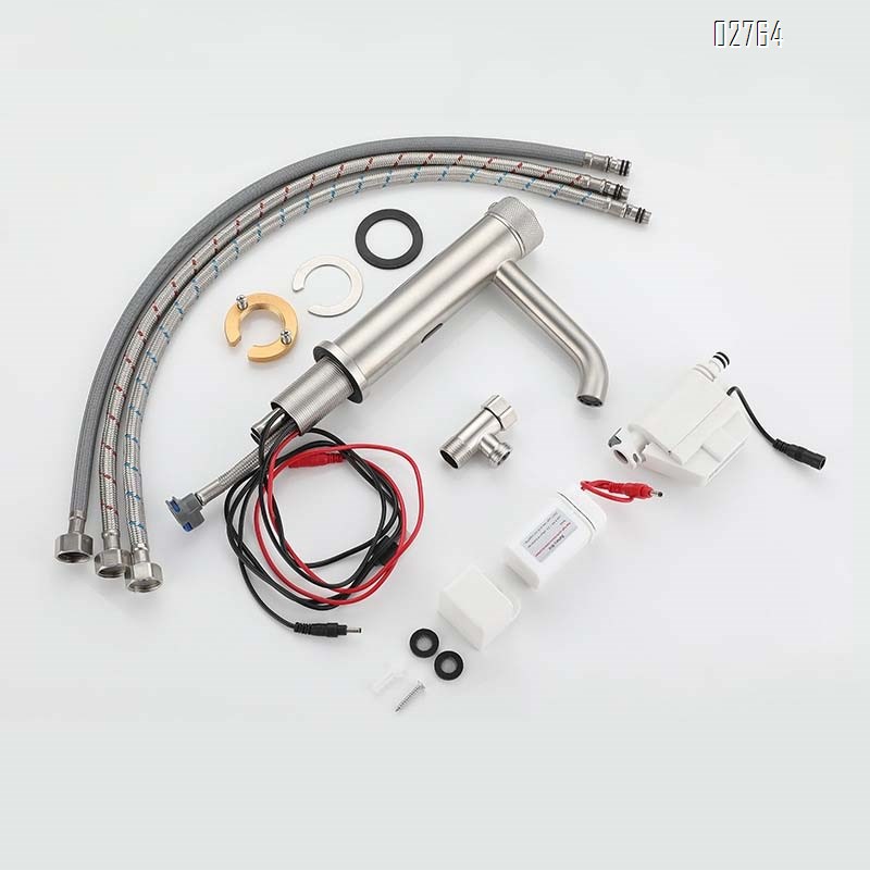 Stainless steel double control cold and hot induction infrared bathroom single hole wash induction sensor basin faucet