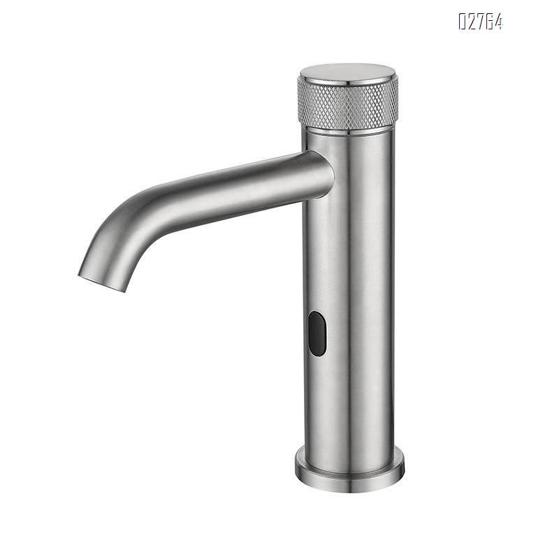 Stainless steel double control cold and hot induction infrared bathroom single hole wash induction sensor basin faucet