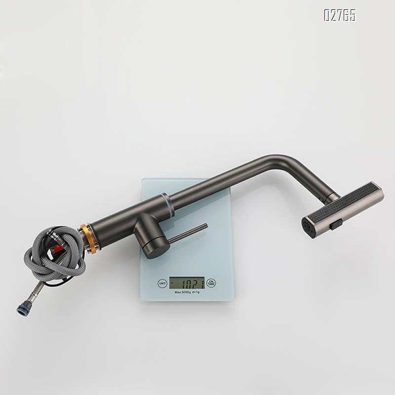 Kitchen stainless steel gun grey  rain pull-out waterfall cold and hot wash basin sink cold and hot water faucet