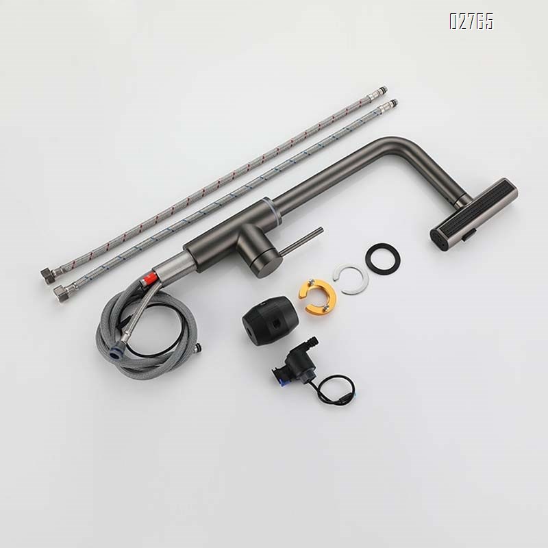 Kitchen stainless steel gun grey  rain pull-out waterfall cold and hot wash basin sink cold and hot water faucet