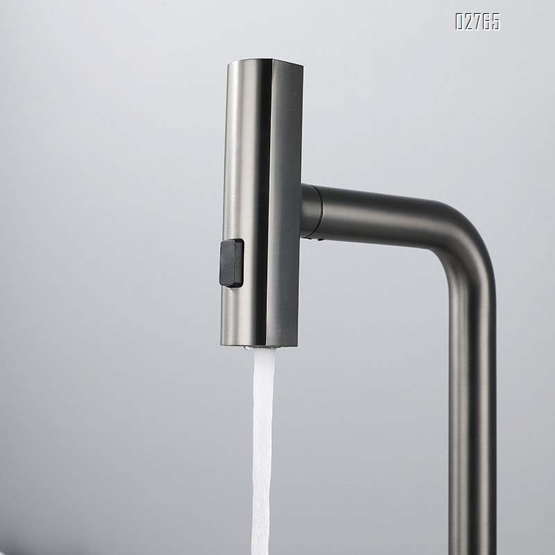 Kitchen stainless steel gun grey  rain pull-out waterfall cold and hot wash basin sink cold and hot water faucet