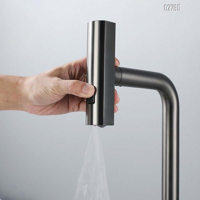 Kitchen stainless steel gun grey  rain pull-out waterfall cold and hot wash basin sink cold and hot water faucet