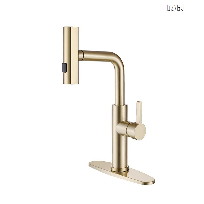 Rain Spray Stainless Steel Pull-out Waterfall Kitchen Faucet Rotating Kitchen Hot and Cold Water Tap for single handle