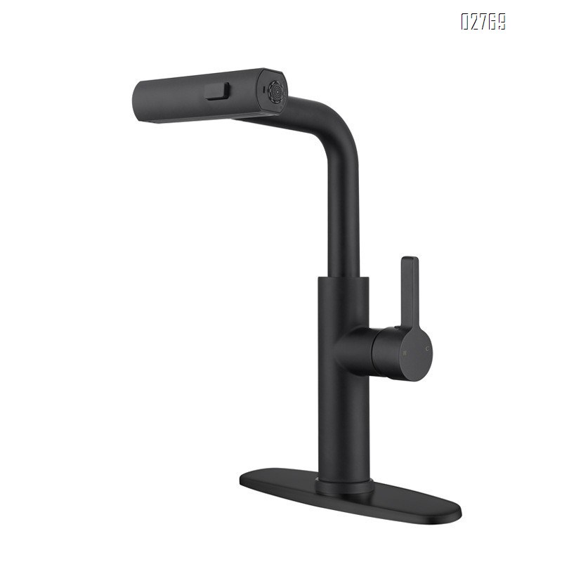 Rain Spray Stainless Steel Pull-out Waterfall Kitchen Faucet Rotating Kitchen Hot and Cold Water Tap for single handle