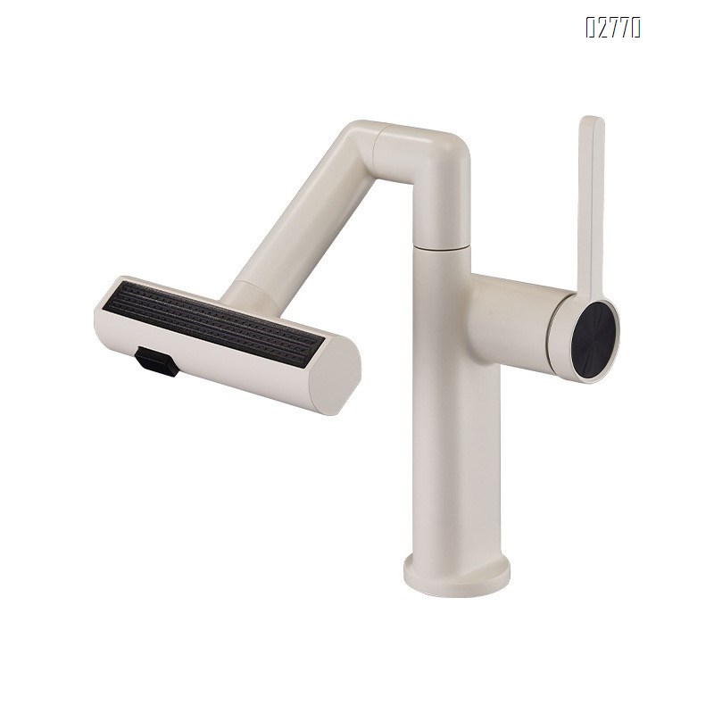 Matcha green wash basin with cold and hot water faucet pure Zinc alloy high-end simple mechanical arm multi-functional basin faucet
