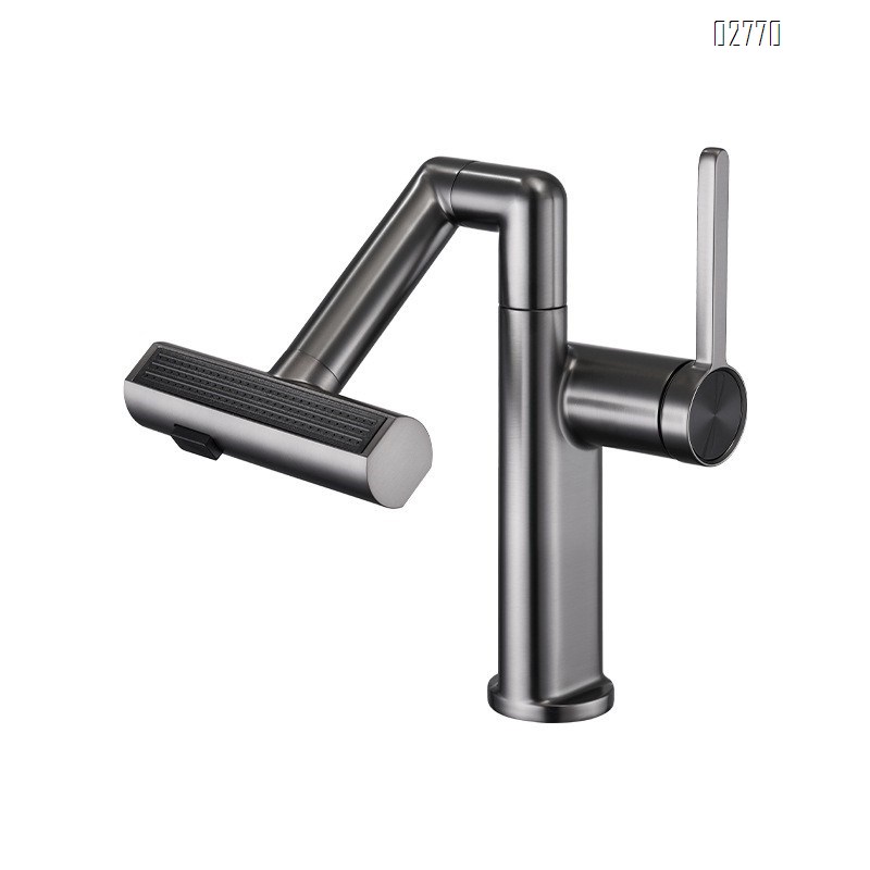 Matcha green wash basin with cold and hot water faucet pure Zinc alloy high-end simple mechanical arm multi-functional basin faucet
